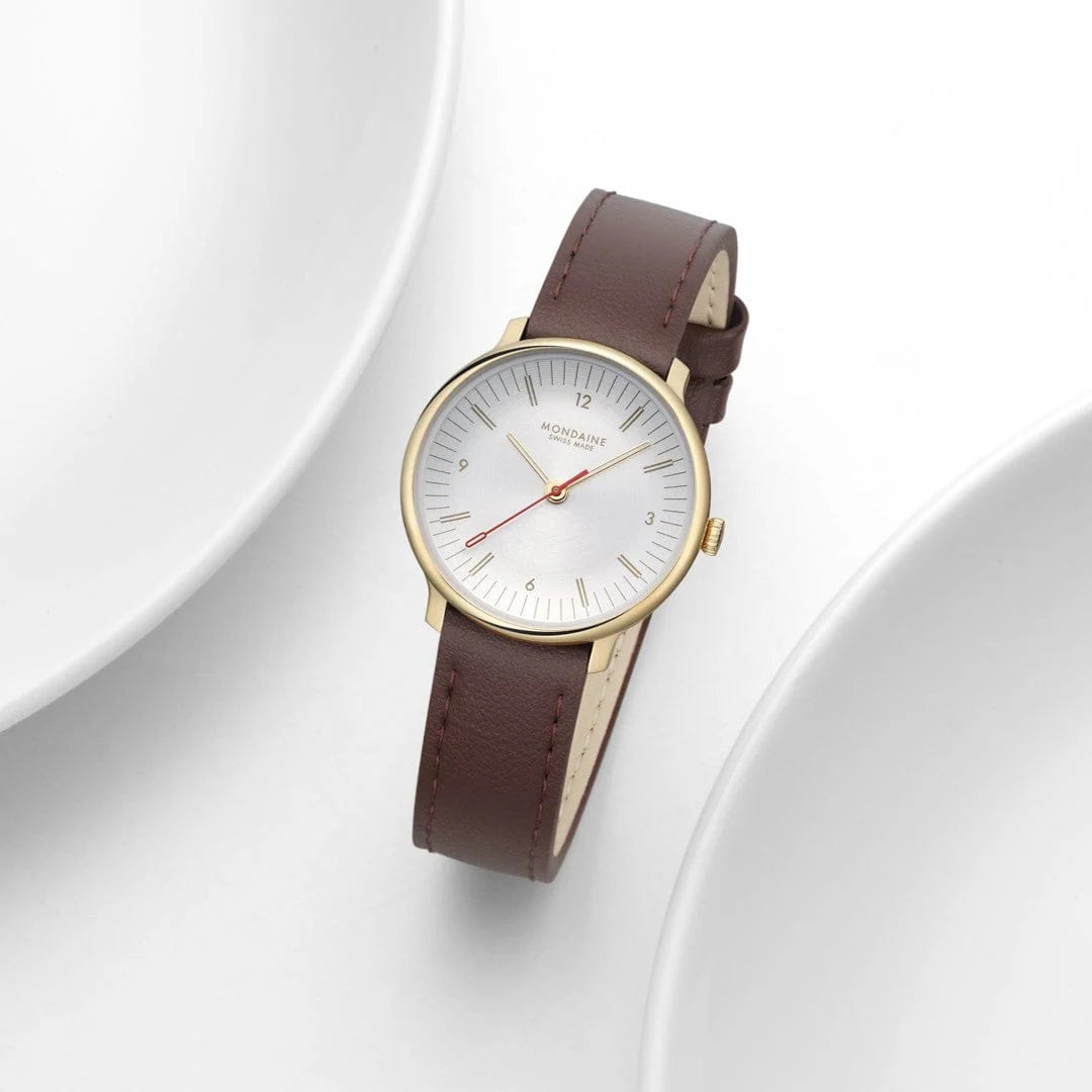 Mondaine Doppio Goldig / Braun Ø 33 Damenuhr - MLE.33110.LGV