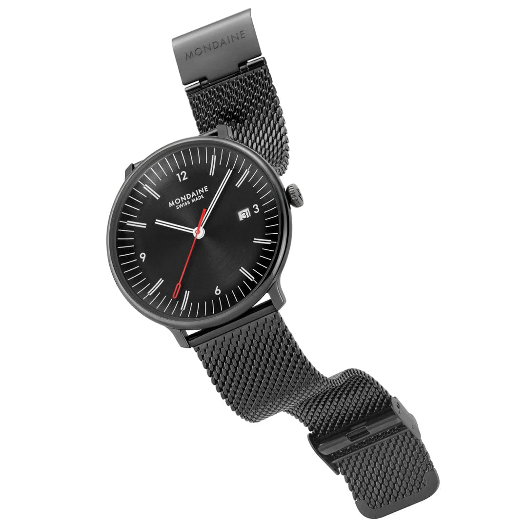 Mondaine Doppio Schwarz Ø 41 Herrenuhr - MLE.41220.SM
