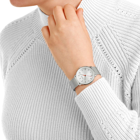 Mondaine Doppio Silbrig Ø 33 Damenuhr - MLE.33110.SM