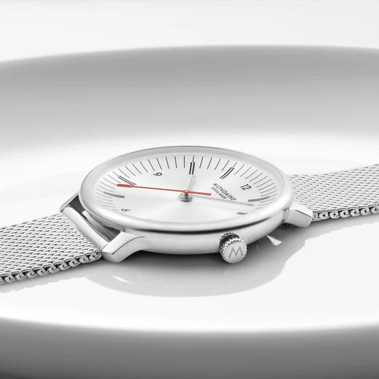 Mondaine Doppio Silbrig Ø 33 Damenuhr - MLE.33110.SM