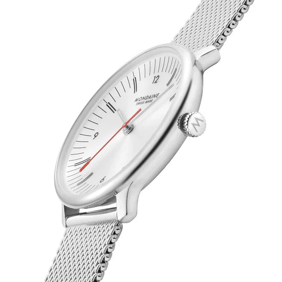 Mondaine Doppio Silbrig Ø 33 Damenuhr - MLE.33110.SM