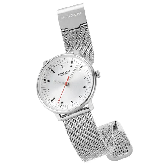 Mondaine Doppio Silbrig Ø 33 Damenuhr - MLE.33110.SM
