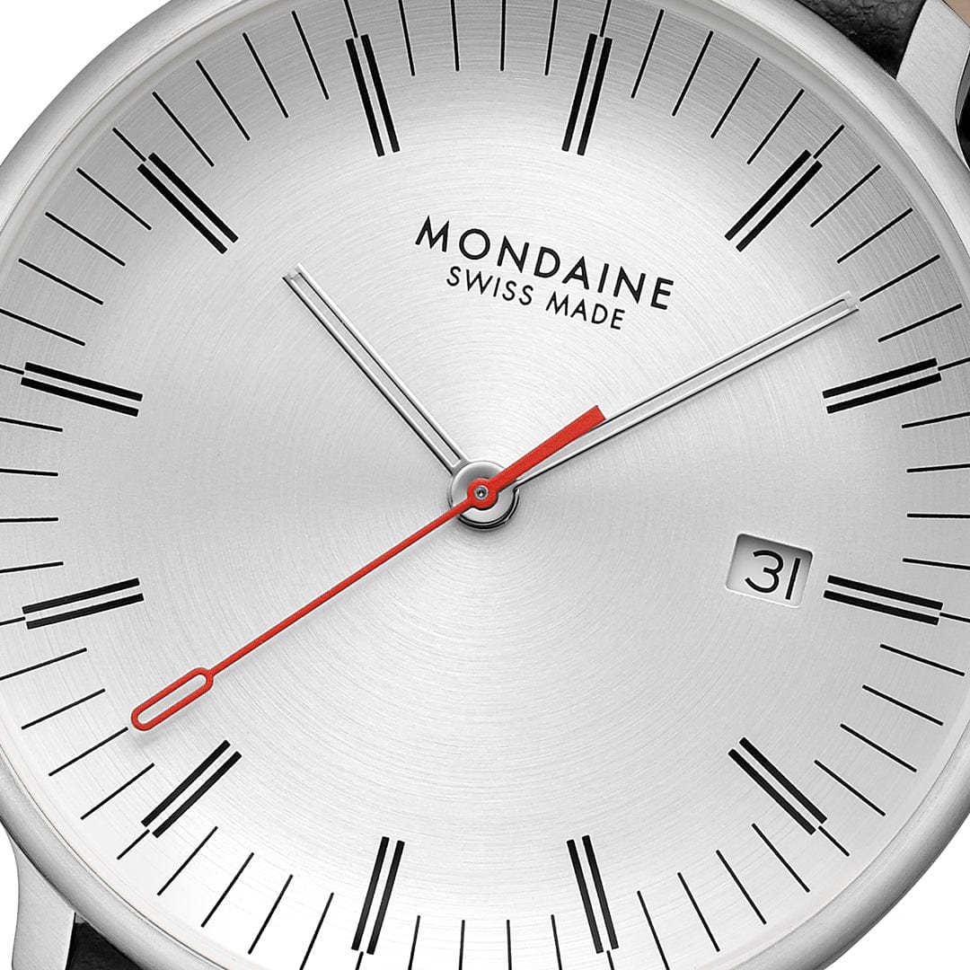 Mondaine Doppio Silbrig / Schwarz Ø 41 Herrenuhr - MLE.41210.LBV