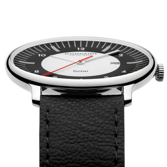 Mondaine Doppio Solar Schwarz / Weiss Ø 41 Herrenuhr - MLE.41920.LBV