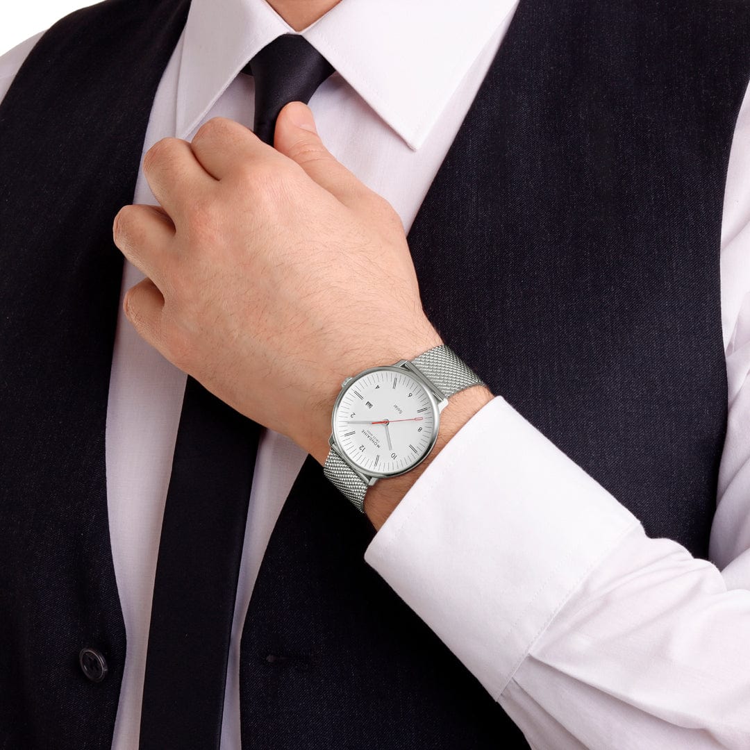 Mondaine Doppio Solar Silber Ø 41 Herrenuhr - MLE.41910.SM