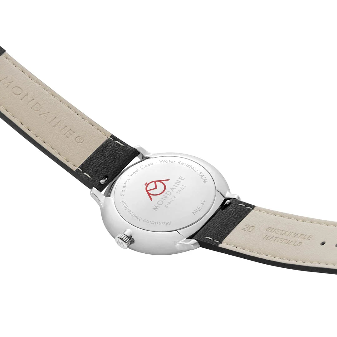 Mondaine Doppio Solar Silber / Schwarz Ø 41 Herrenuhr - MLE.41910.LBV