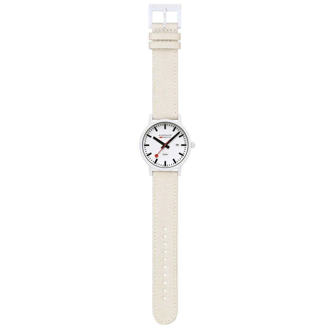 Mondaine essence solar Weiss 41mm Unisexuhr - MS1.41910.LA
