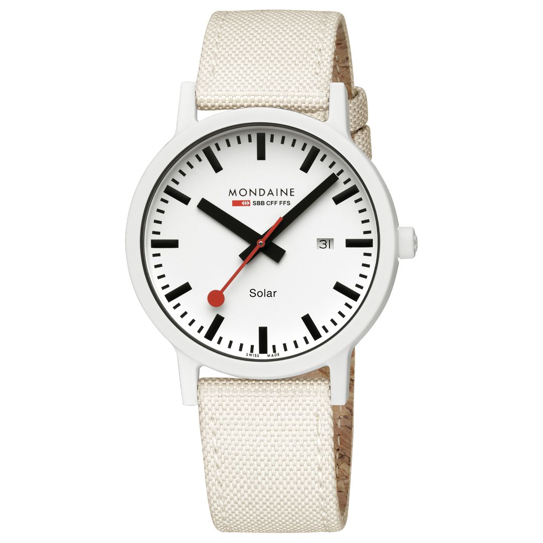 Mondaine essence solar Weiss 41mm Unisexuhr - MS1.41910.LA