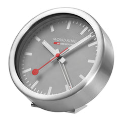Mondaine Tischuhr mit Alarm Grau Ø 12.5cm Unisexuhr - A997.MCAL.86SBV.2