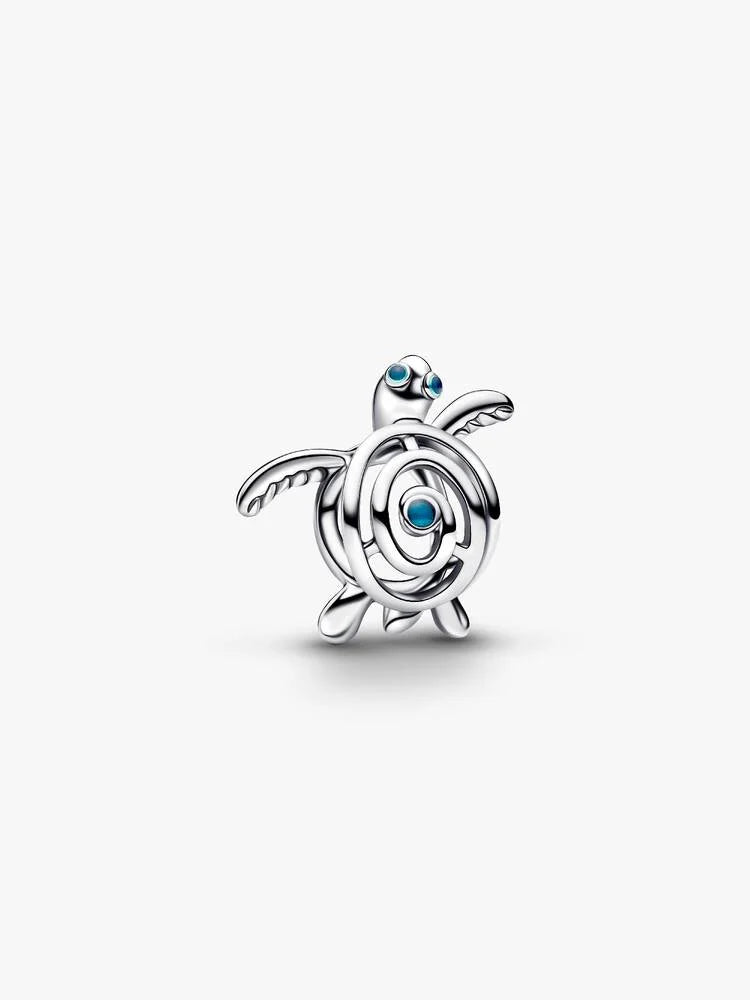 Offen gearbeitete Meeresschildkröte Charm Sterling-Silber - 794697C01