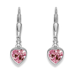 Ohrhänger aus Silber 925 weiss Herz mit rosa Zirkonia - 6268.02792/0001