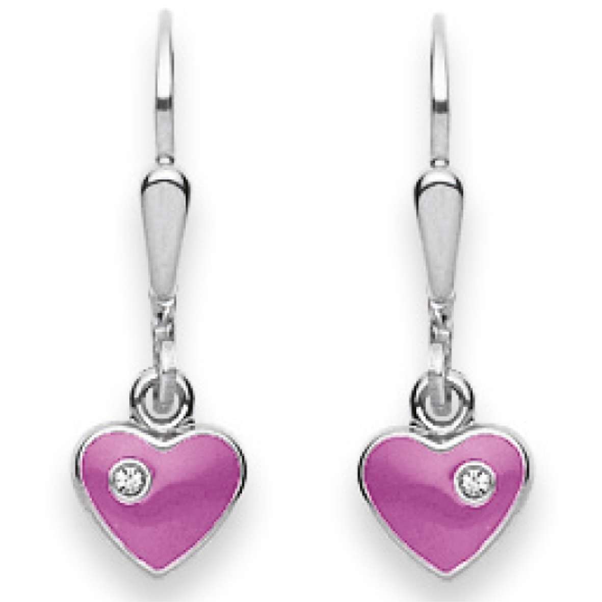 Ohrhänger aus Silber 925 weiss Herz pink - 6268.02454/0001