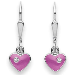 Ohrhänger aus Silber 925 weiss Herz pink - 6268.02454/0001
