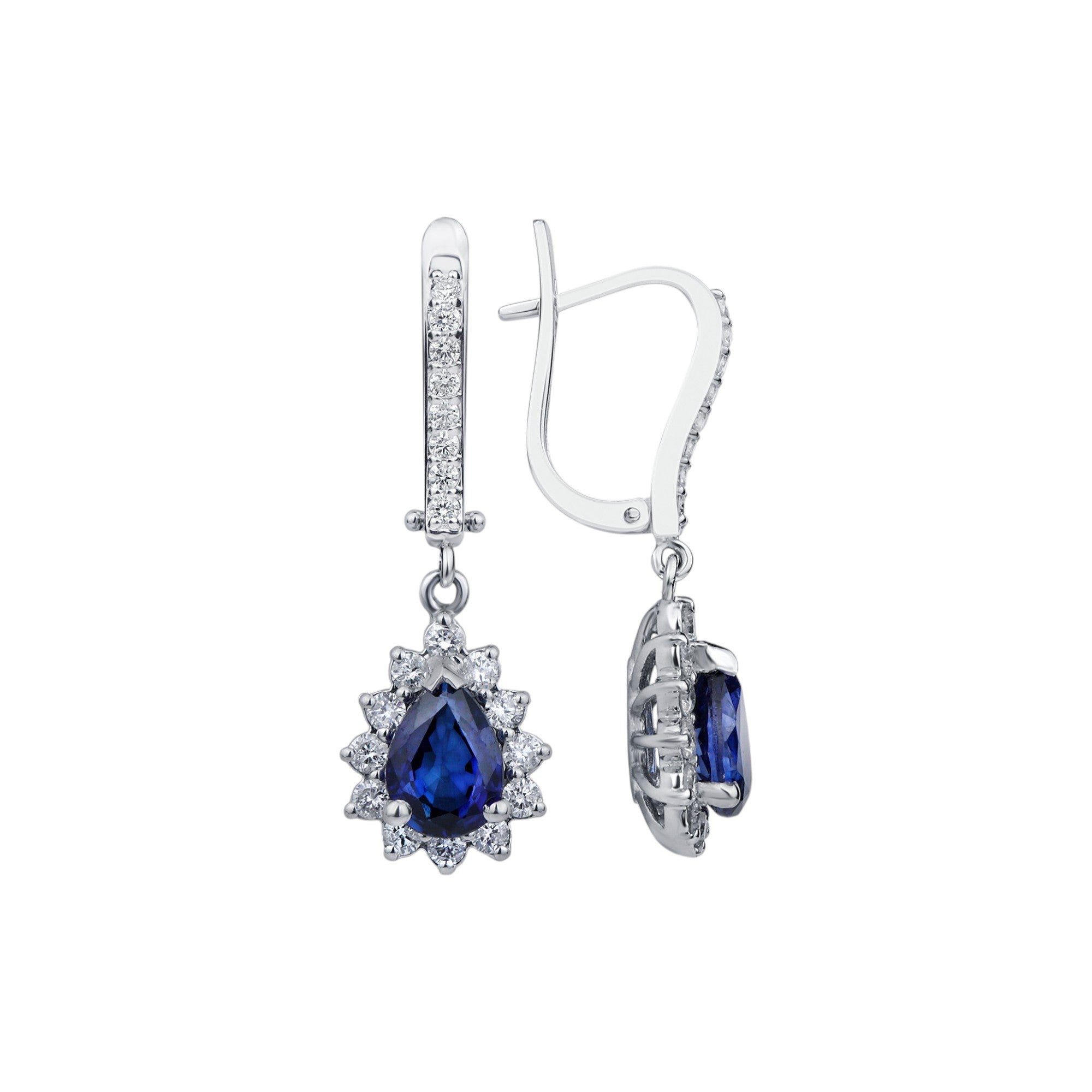 Ohrhänger mit 0.60 ct Diamanten und 1.38 ct Saphiren in 585 oder 750 Weissgold