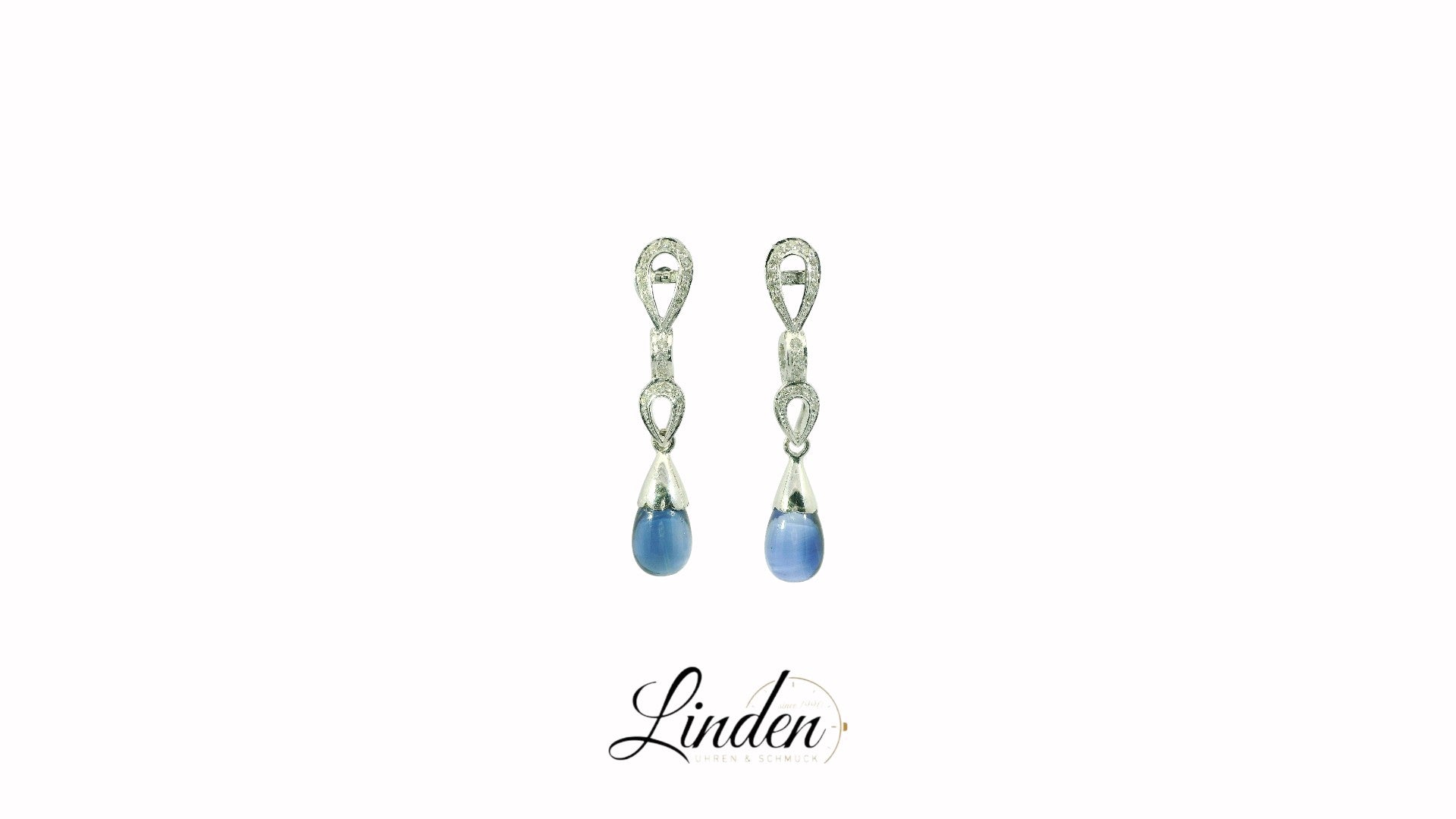 Ohrringe 750 Weissgold Blaustein Diamant