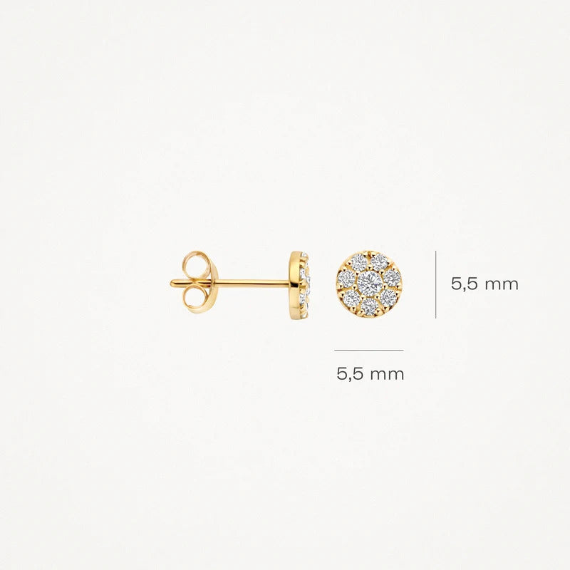 Ohrstecker aus 585er Gelbgold mit Pavé-Zirkonia 5.5 mm - 7396YZI