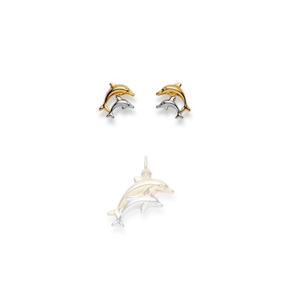 Ohrstecker Delphin Gelbgold-Weissgold 750 Gold - 1563.02259/0003