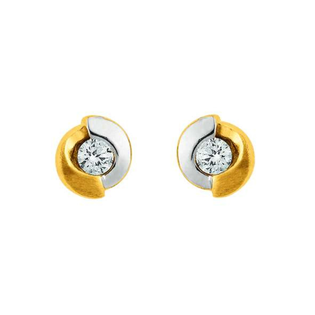 Ohrstecker in 18 Karat Gold, Bicolor, Zirkonia