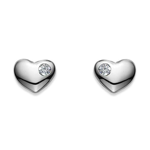 Ohrstecker Silber in Herzform mit Zirkonia - 6262.03574/0001