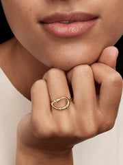 Organisch Geformter Steinbesetzter Statement-Ring Vergoldet - 164676C01-54