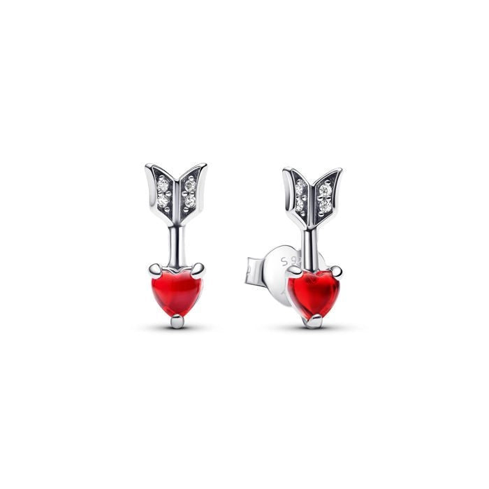 Pandora Arrow & Murano Glas Herz Ohrstecker - 293668C01