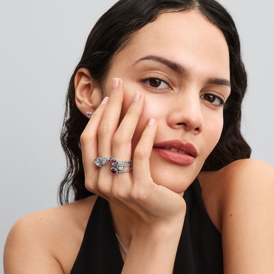 Pandora Erhöhter pinker Herzring - 198421C03-54