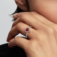 Pandora Erhabenes Fuchsiafarbenes Herz Ring - 198421C13