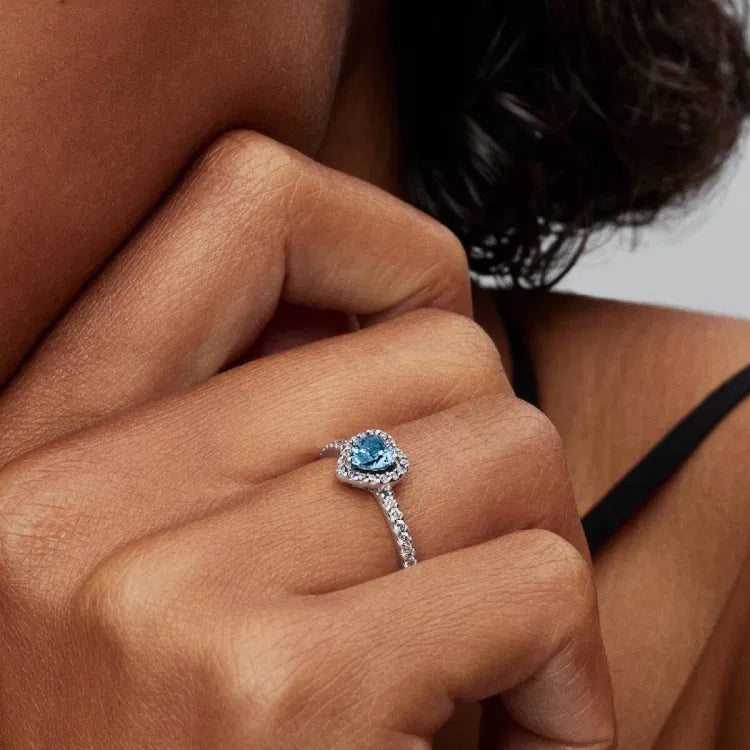 Pandora Erhabenes Hellblaues Herz Ring - 198421C10