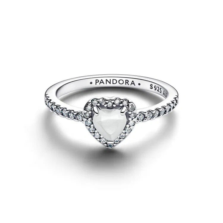 Pandora Erhabenes Weisses Herz Ring - 198421C11