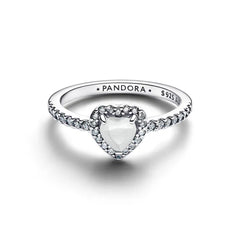 Pandora Erhabenes Weisses Herz Ring - 198421C11