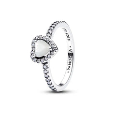Pandora Erhabenes Weisses Herz Ring - 198421C11