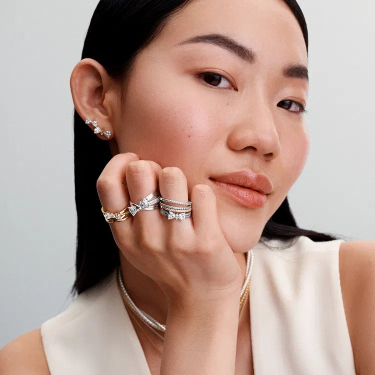 Pandora Funkelnde Schleife Doppelreihiger Ring - 193552C01 - 56