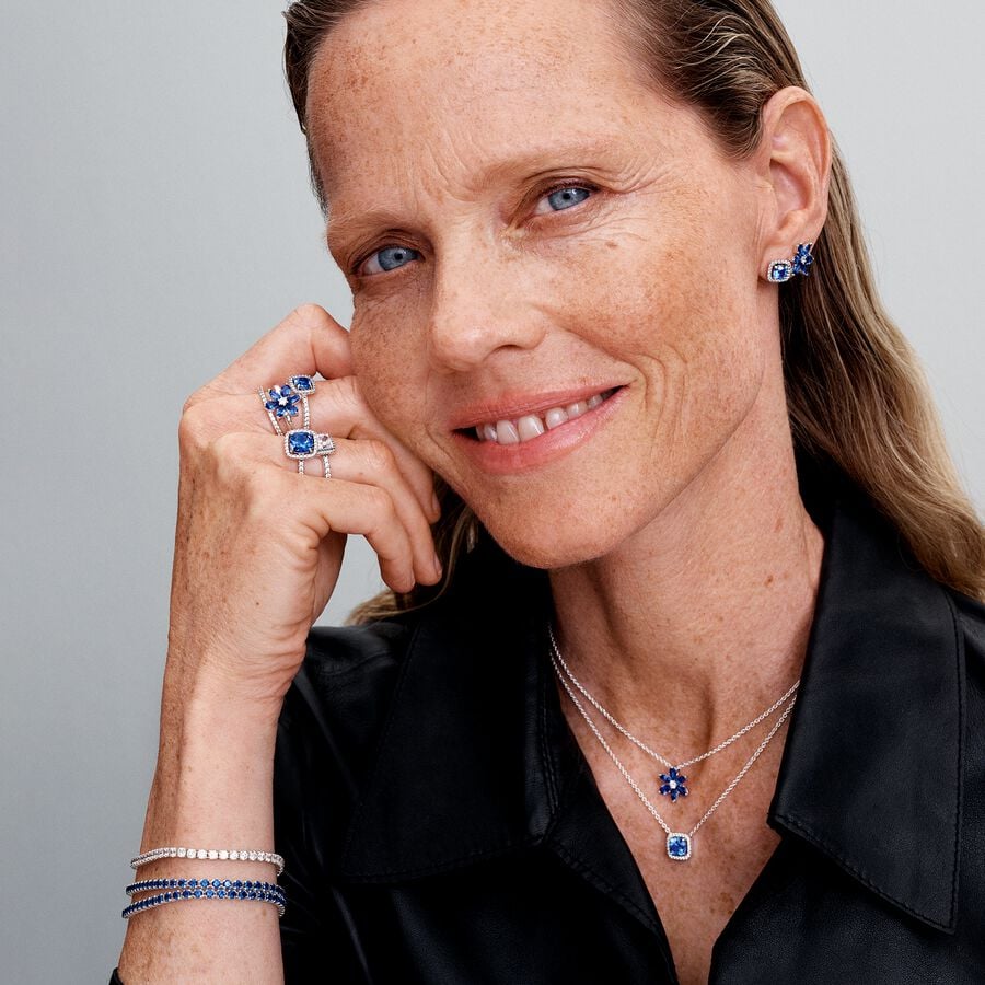 Pandora Funkelnder Eckiger Blauer Strahlenkranz Statement Ring - 193550C01