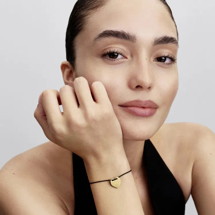 Pandora Gravierbares Herz Schwarze Kordel Schiebeverschluss - 564420C01-2