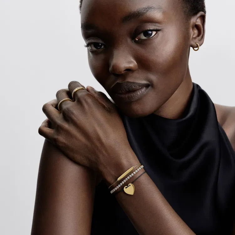 Pandora Gravierbares Herz Schwarze Kordel Schiebeverschluss - 564420C01-2