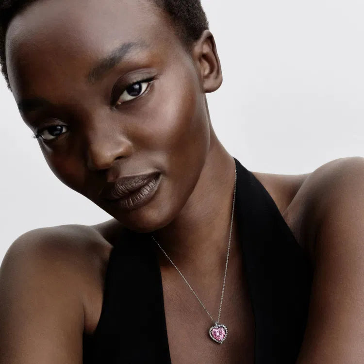 Pandora Rosafarbener Strahlenkranz Herz Halskette - 394414C01-45