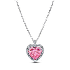Pandora Rosafarbener Strahlenkranz Herz Halskette - 394414C01-45