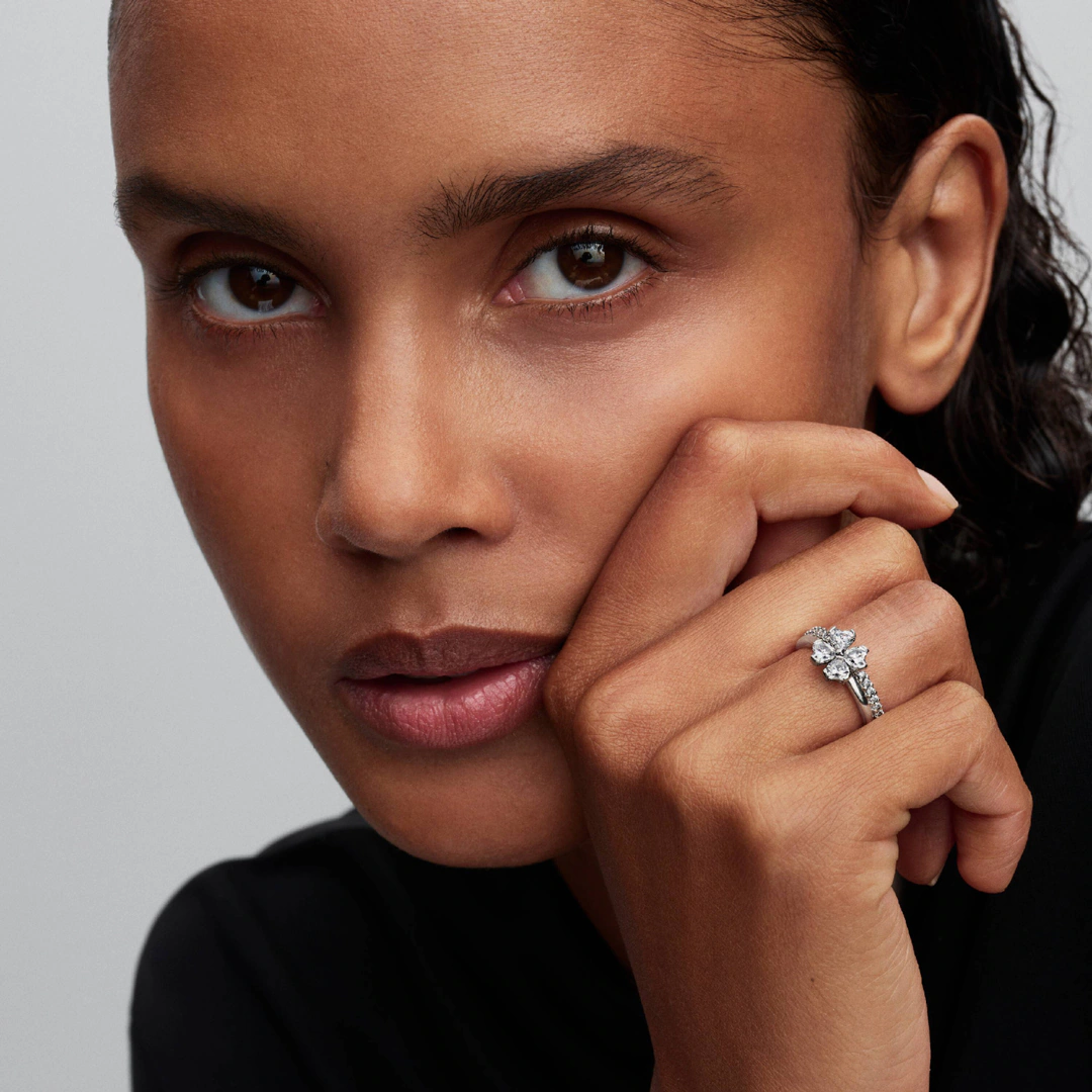 Pandora Timeless Funkelndes Glückskleeblatt Teilbarer Ring 925 Silber Damenschmuck - 194507C01