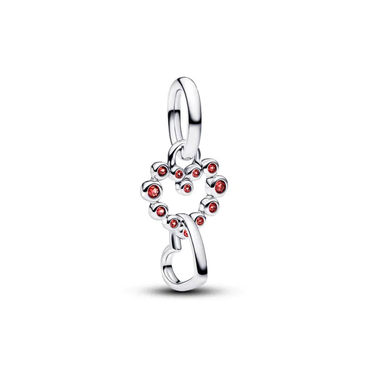 Pandora Verbundene Herzen & Rote Steine Charm Anhänger - 794435C01