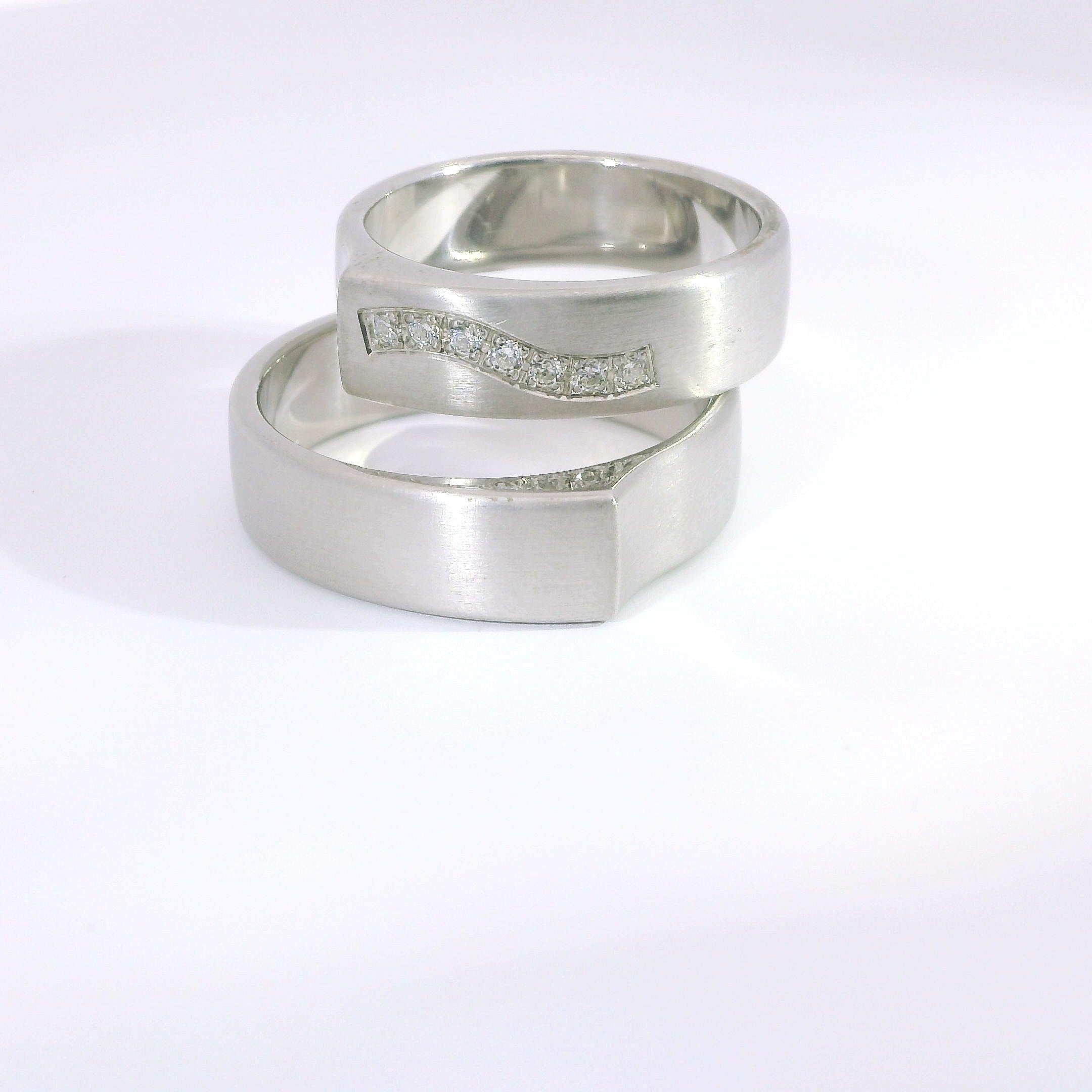 Partnerringe Silber 925 rhodiniert mit Zirkonia – LS-03/6 & LS-04/6
