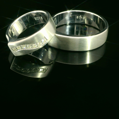 Partnerringe Silber 925 rhodiniert mit Zirkonia – LS-03/6 & LSZ-04/6
