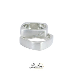 Bagues partenaires en argent 925 rhodié avec zircones – LS01/6 et LSZ02/6