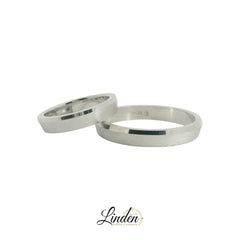 925 Silber rhodinierte Partnerringe – Freundschaftsringe Set für Paare – Damen- & Herrenring | LS-404/4