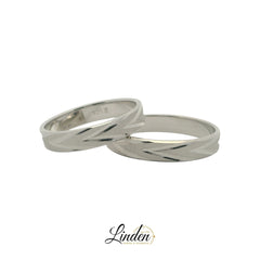 Silber 925 rhodinierte Partnerringe – Freundschaftsringe Set für Paare – Damen- & Herrenring | LS-407/4