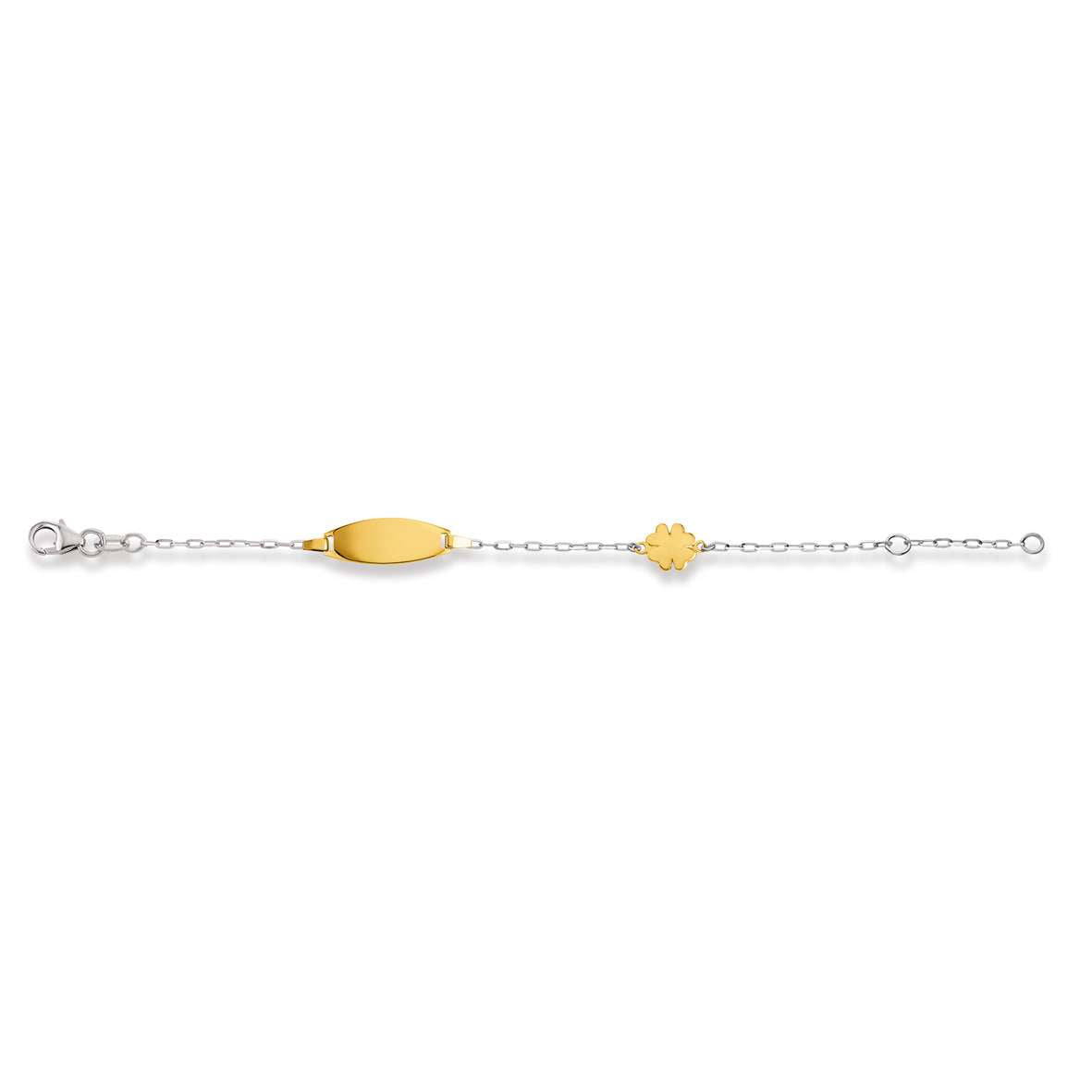 Plaketten-Armband Kleeblatt Gelbgold-Weissgold 750 Gold - 1573.01139/1400