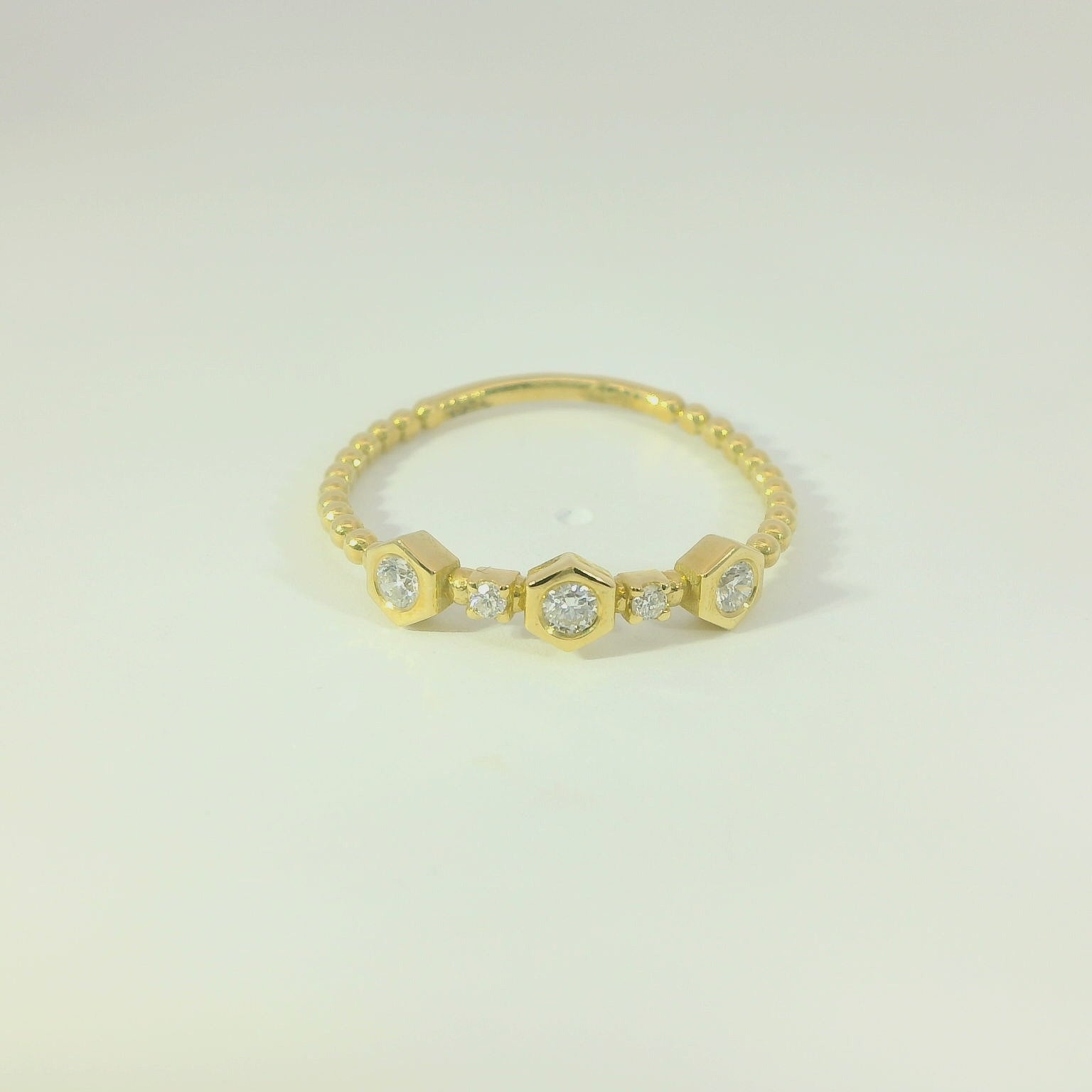 Bague élégante pour femme en or jaune 18 carats et diamants – taille 54 – YZ0003290 