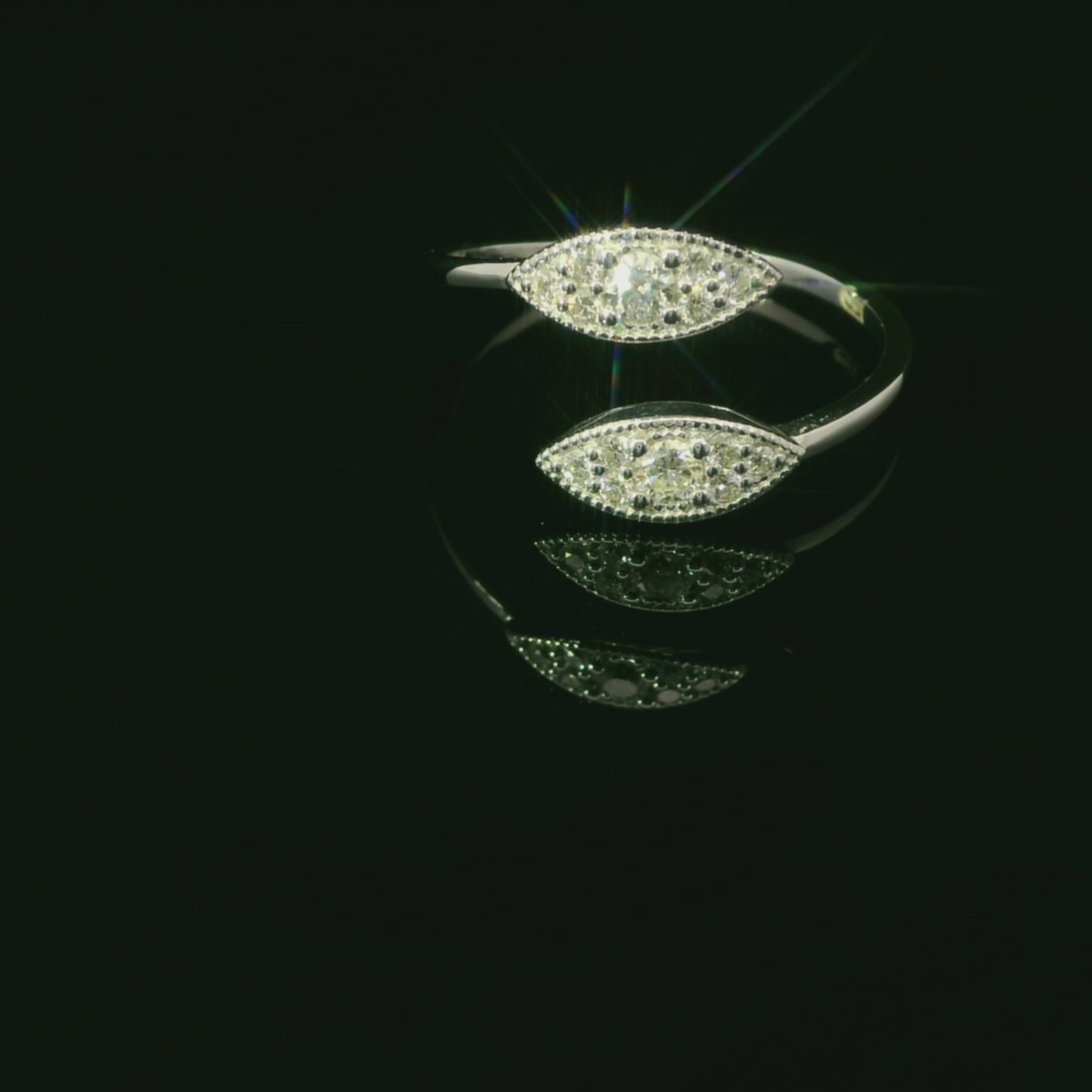 Bague élégante en or blanc et diamants – Bijou 18 carats, taille 58 - YZ0003275 