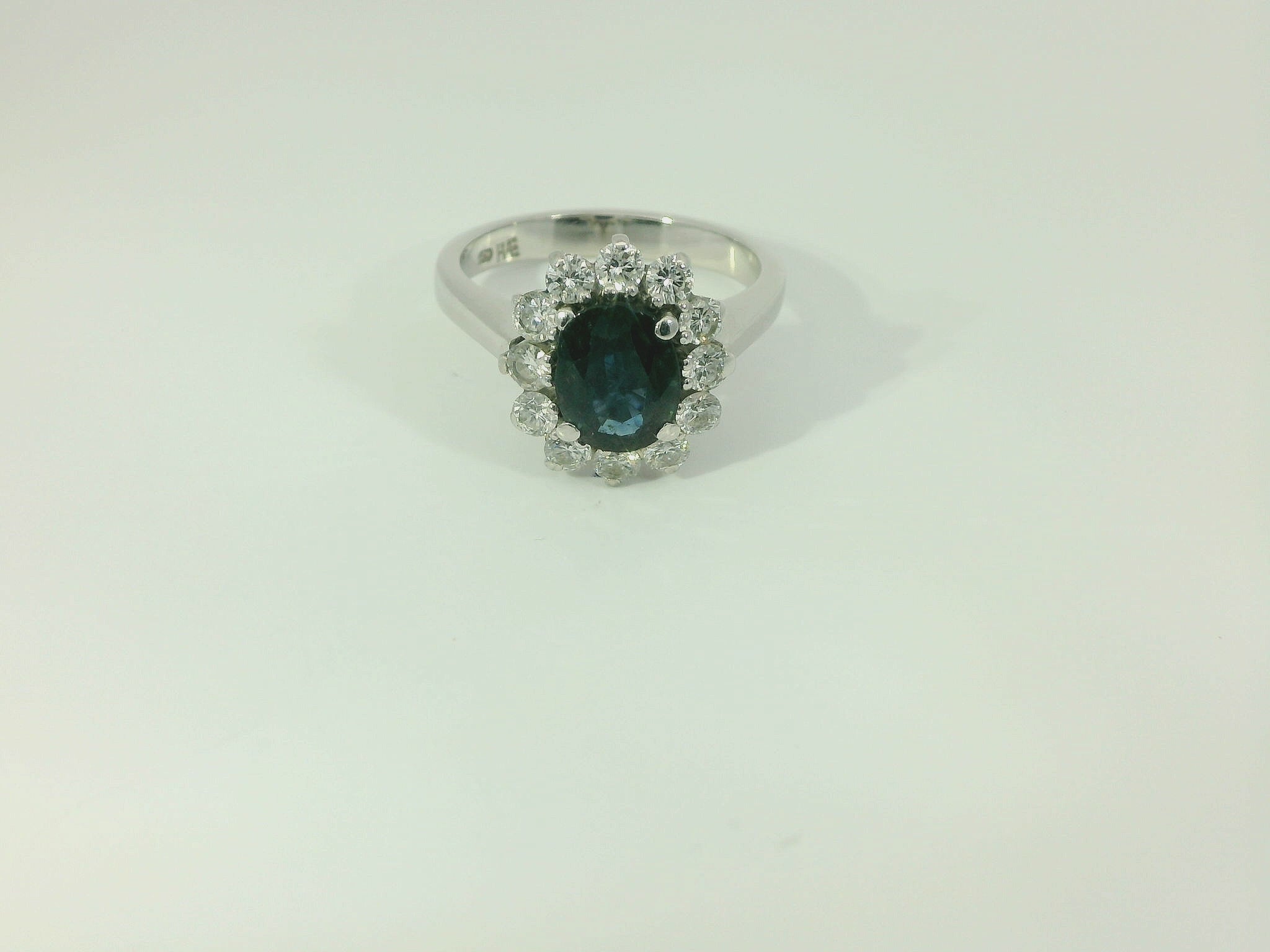 Damenring 750 Weissgold Saphir Diamant