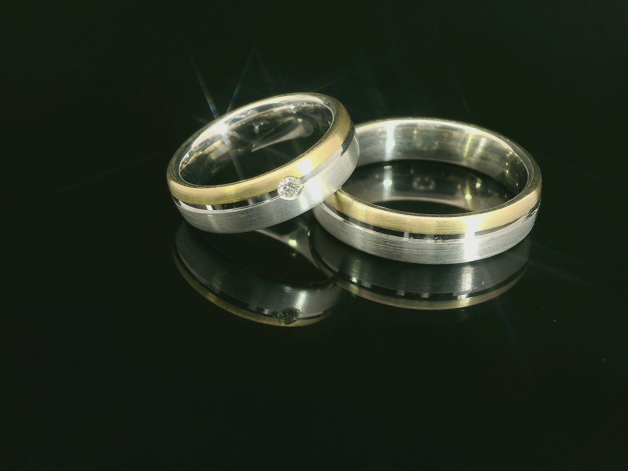 Partnerringe Silber 925 / 18 Karat - 750 Gold - SG - 629/5