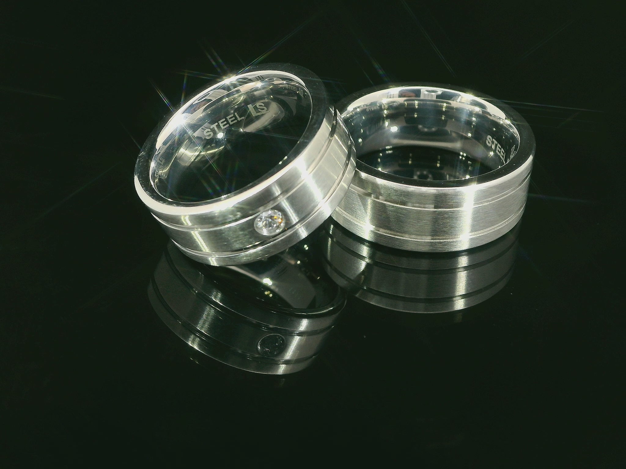 Bagues partenaires Edelsthal avec gravure gratuite - bague en acier inoxydable - IS/33-8GS/80